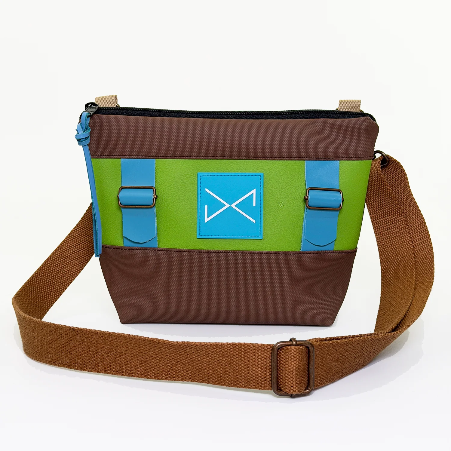 Bandolera Mini Basket marrón - verde.