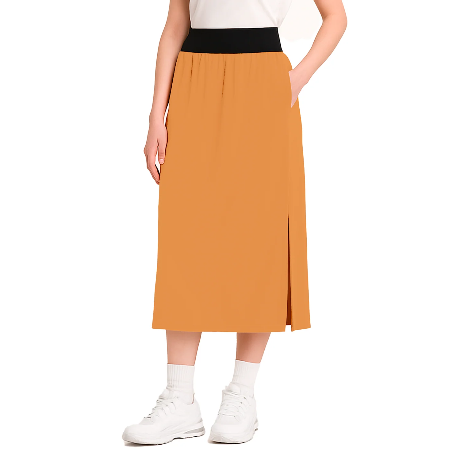 Falda Cintura Elástica Marrón