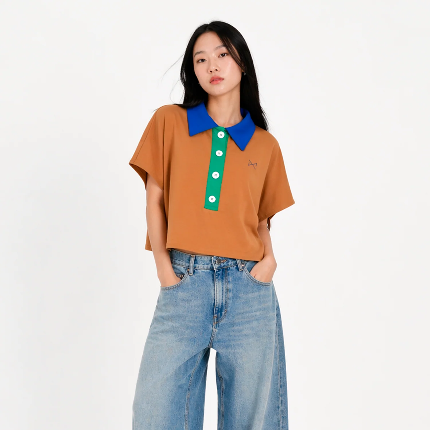Polo Crop Top Marrón