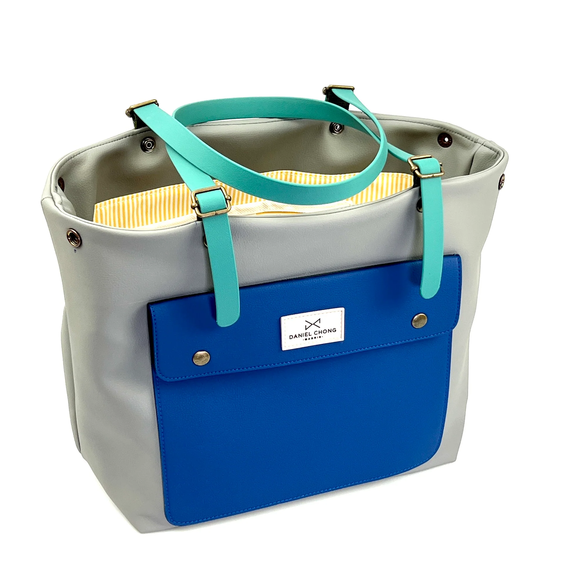 Shopper old School gris bolsillo Marino asas Aqua