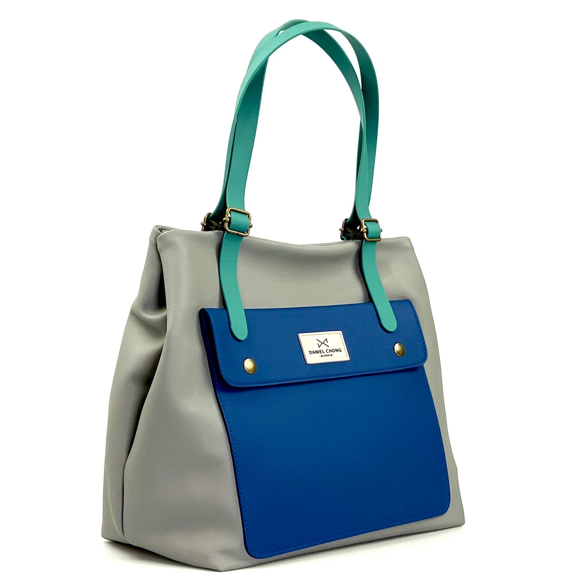 Shopper old School gris bolsillo Marino asas Aqua - Image 2