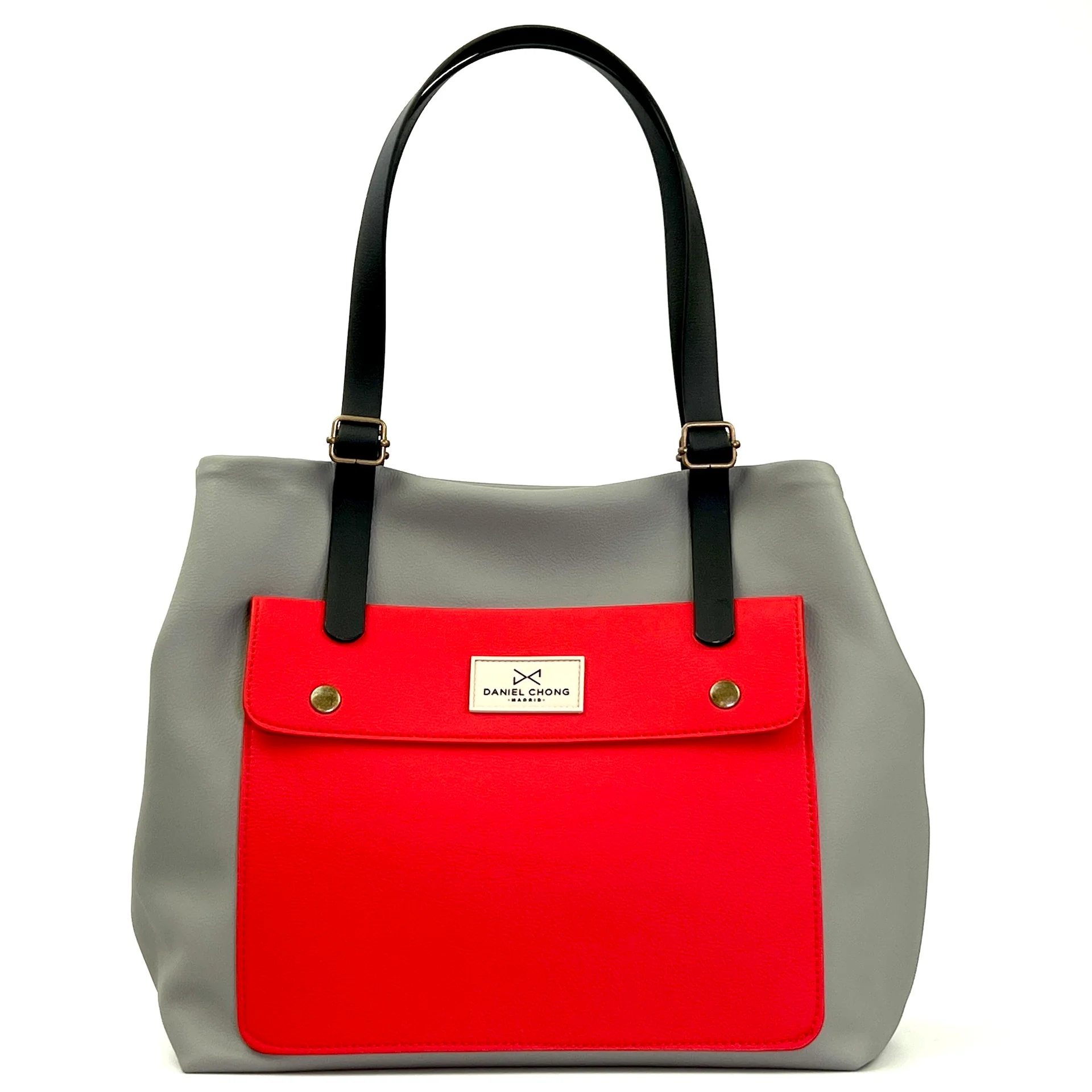 Shopper old School Gris bolsillo rojo - Image 3