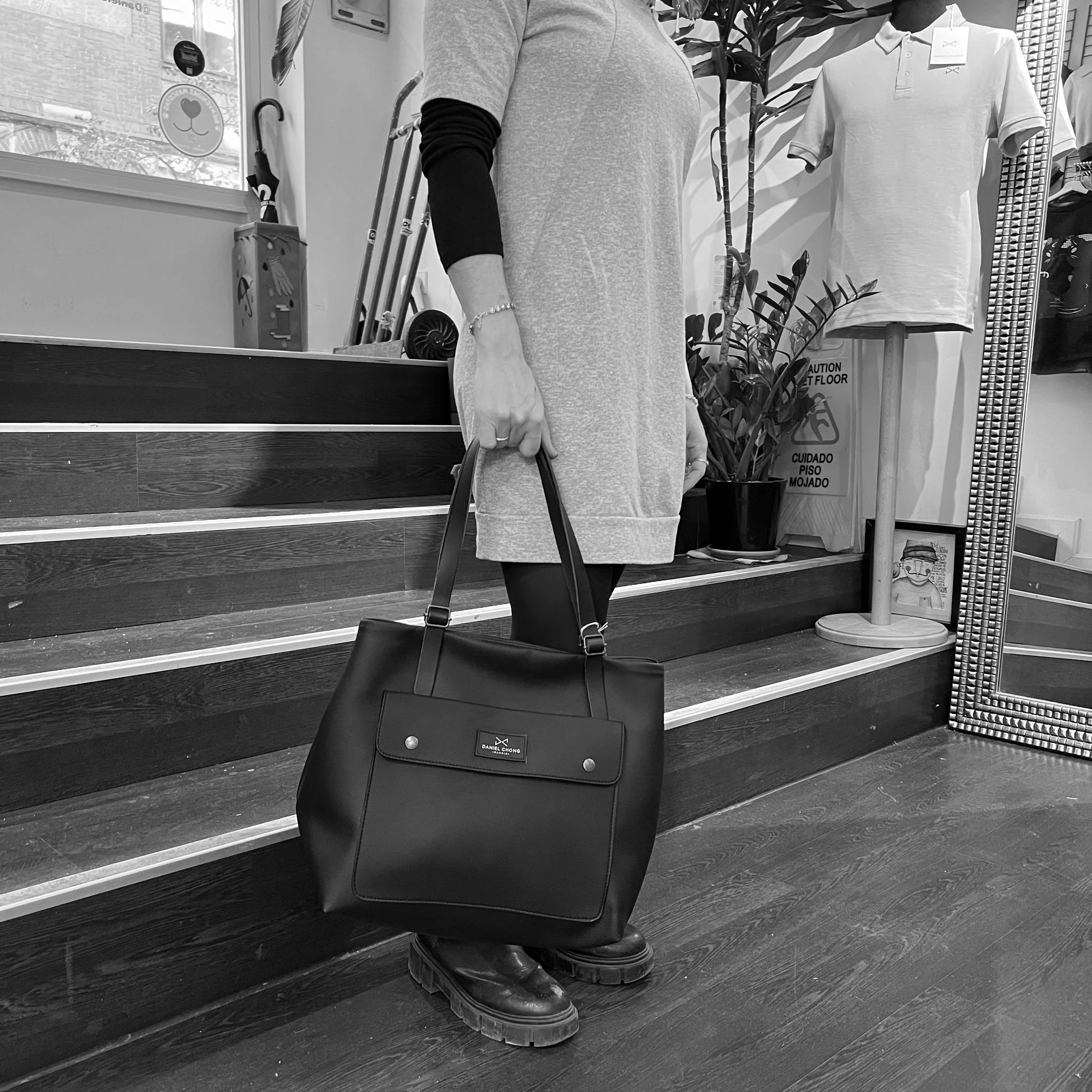 Shopper old School pata de gallo azul bolsillo marino - Image 5
